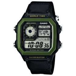 Casio AE-1200WHB-1BVDF Youth World Time Digital Nylon Belt Watch