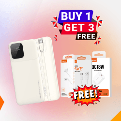 Combo- 5 BUY RECCI P67 Powerbank & GET RECCI L-15 Earphone, RECCI RTC-N26C Cable & Recci RC51E QC18W Fast Charging Adapter Free