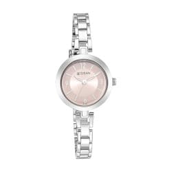 Titan NT2598SM06 Lagan Quartz Analog Pink Dial Silver Metal Strap Watch for Women - NT2598SM06