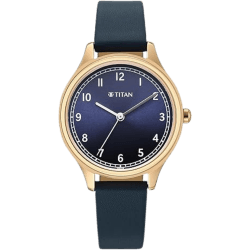 Titan Neo Quartz Analog Blue Dial Blue Leather Strap Watch for Women 2781WL01